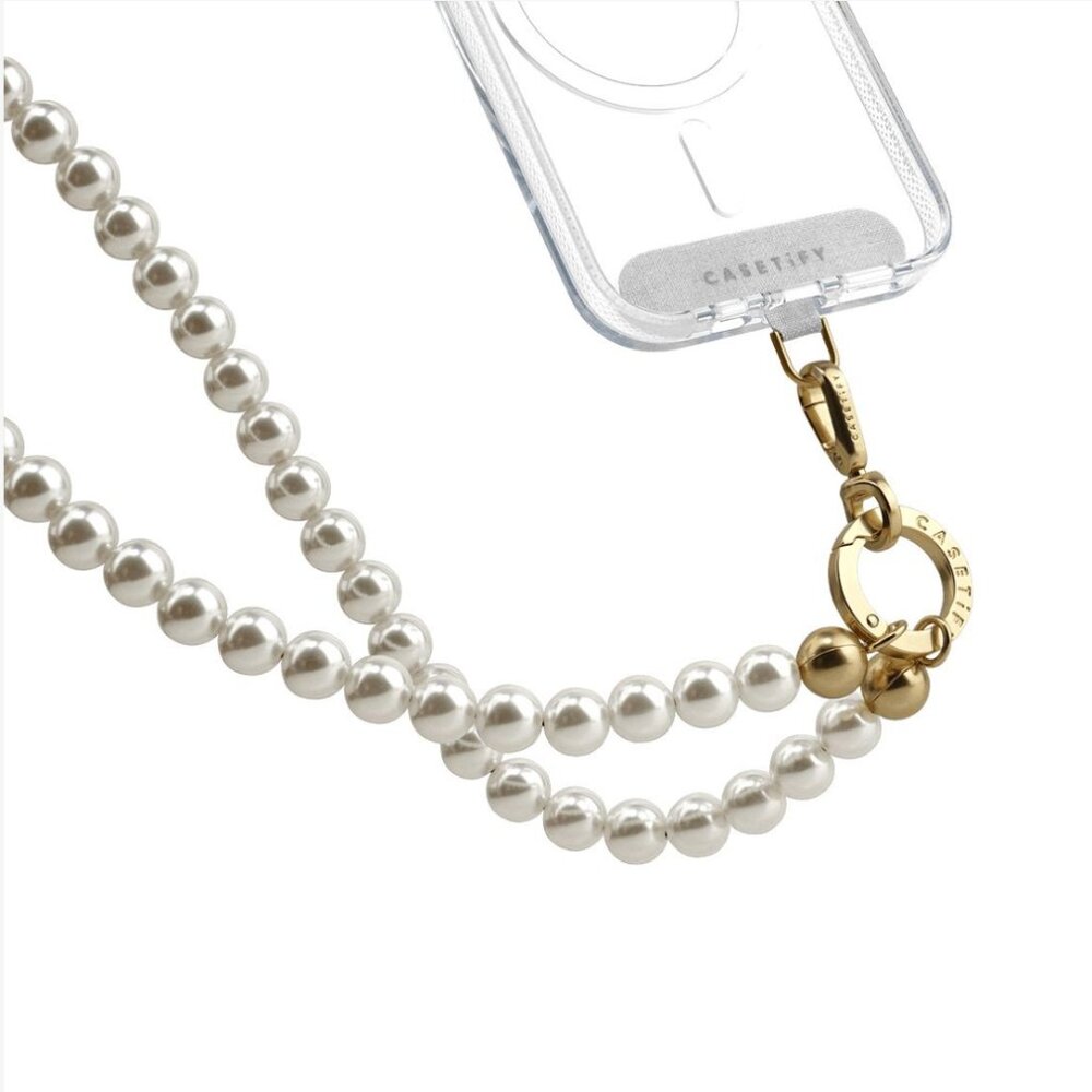 Casetify Pearl Cross-body Strap - Pearl with Gold
